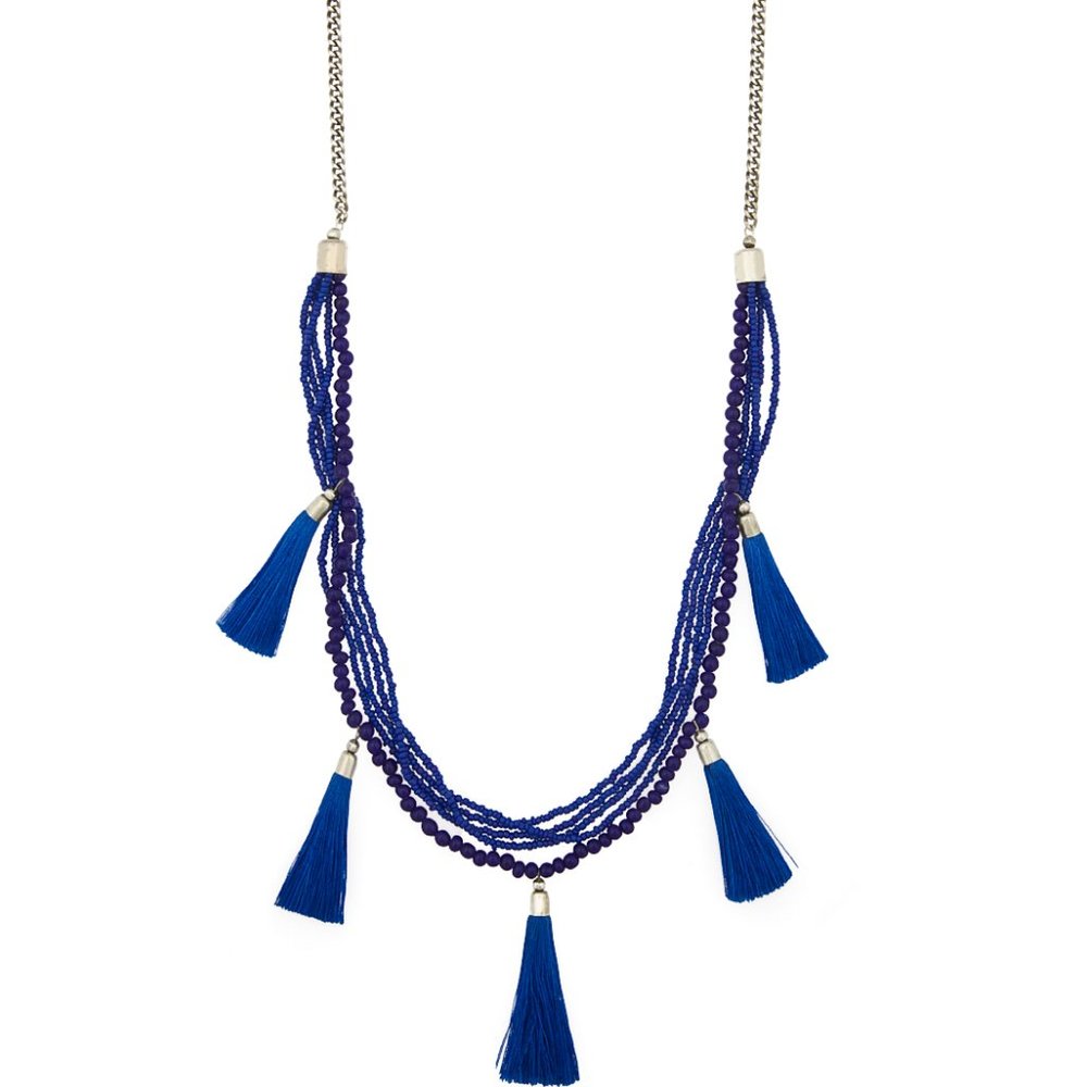 Blue Tassel Multi-Strand Necklace - Women Jewelry